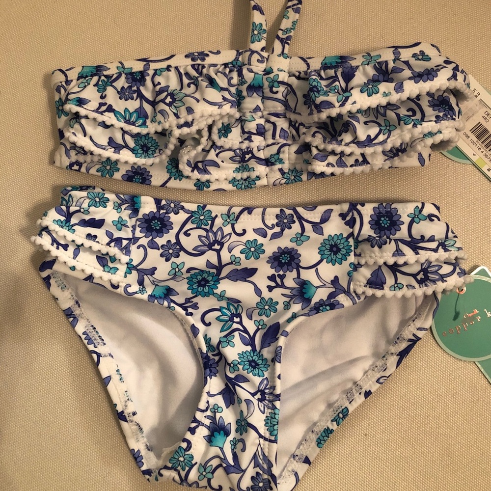 🏖🏝GIRLS 2PC FLORAL SWIM SUIT SIZE 4